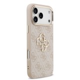 Guess PU Leather 4G Metal Logo Gold Frame Zadní Kryt pro iPhone 17 Pro Max Pink