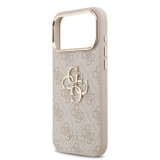Guess PU Leather 4G Metal Logo Gold Frame Zadní Kryt pro iPhone 17 Pro Max Pink