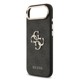 Guess PU Leather 4G Metal Logo Gold Frame Zadní Kryt pro iPhone 17 Air Black