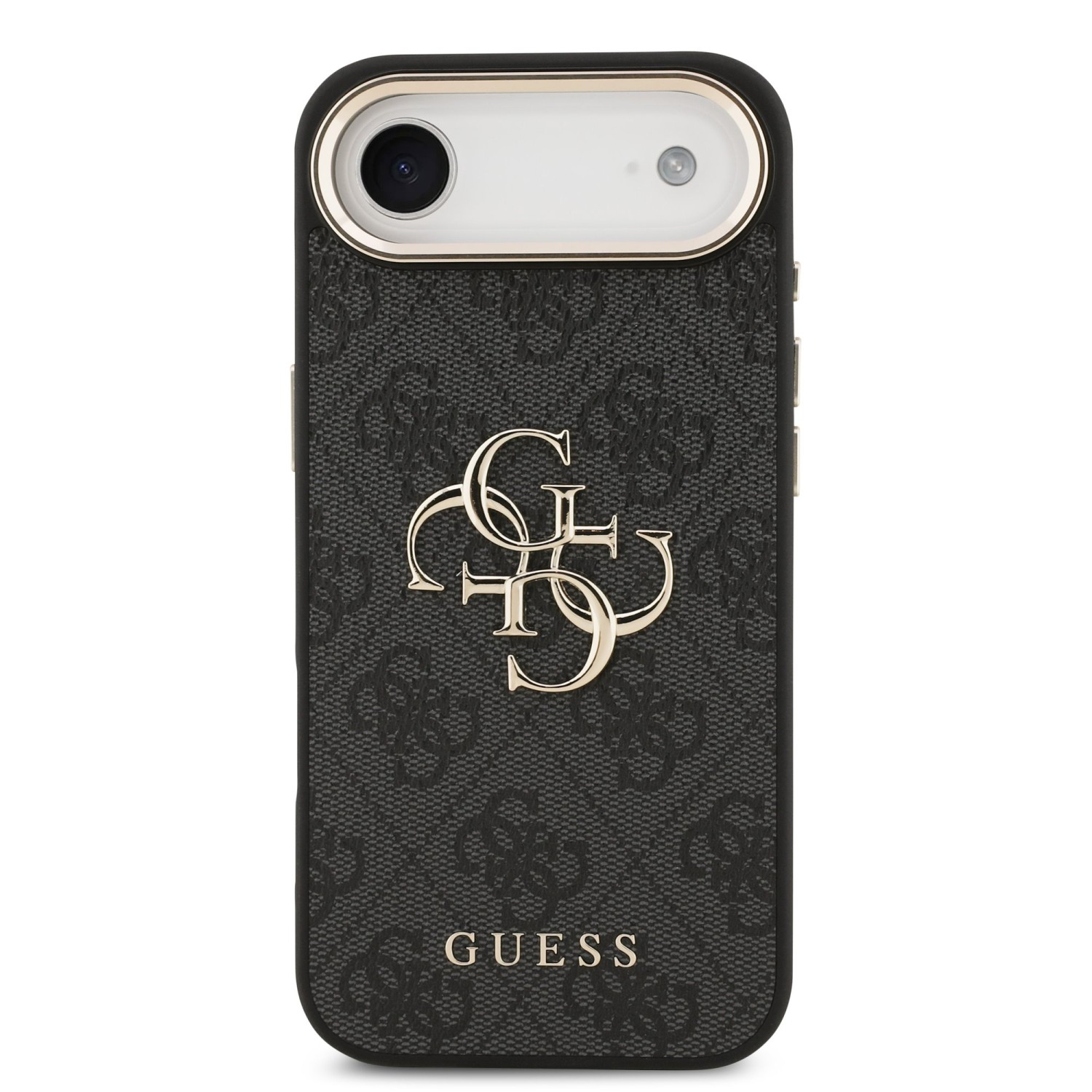 Guess PU Leather 4G Metal Logo Gold Frame Zadní Kryt pro iPhone 17 Air Black