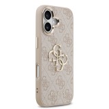 Guess PU Leather 4G Metal Logo Gold Frame Zadní Kryt pro iPhone 17 Pink