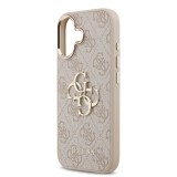 Guess PU Leather 4G Metal Logo Gold Frame Zadní Kryt pro iPhone 17 Pink