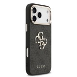 Guess PU Leather 4G Metal Logo Gold Frame Zadní Kryt pro iPhone 17 Pro Max Black