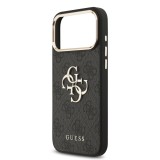 Guess PU Leather 4G Metal Logo Gold Frame Zadní Kryt pro iPhone 17 Pro Max Black
