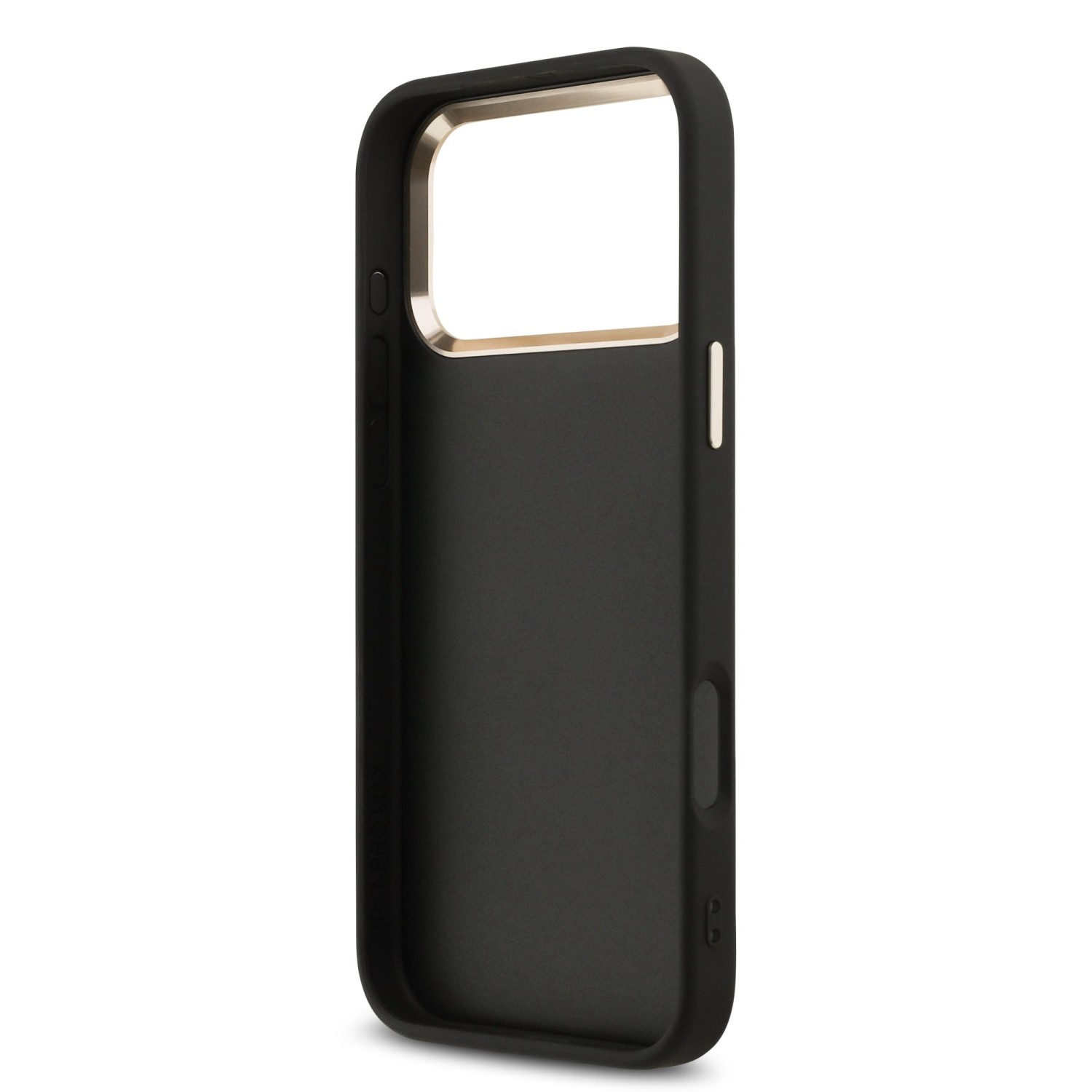 Guess PU Leather 4G Metal Logo Gold Frame Zadní Kryt pro iPhone 17 Pro Max Black