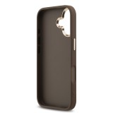 Guess PU Leather 4G Metal Logo Gold Frame Zadní Kryt pro iPhone 17 Brown