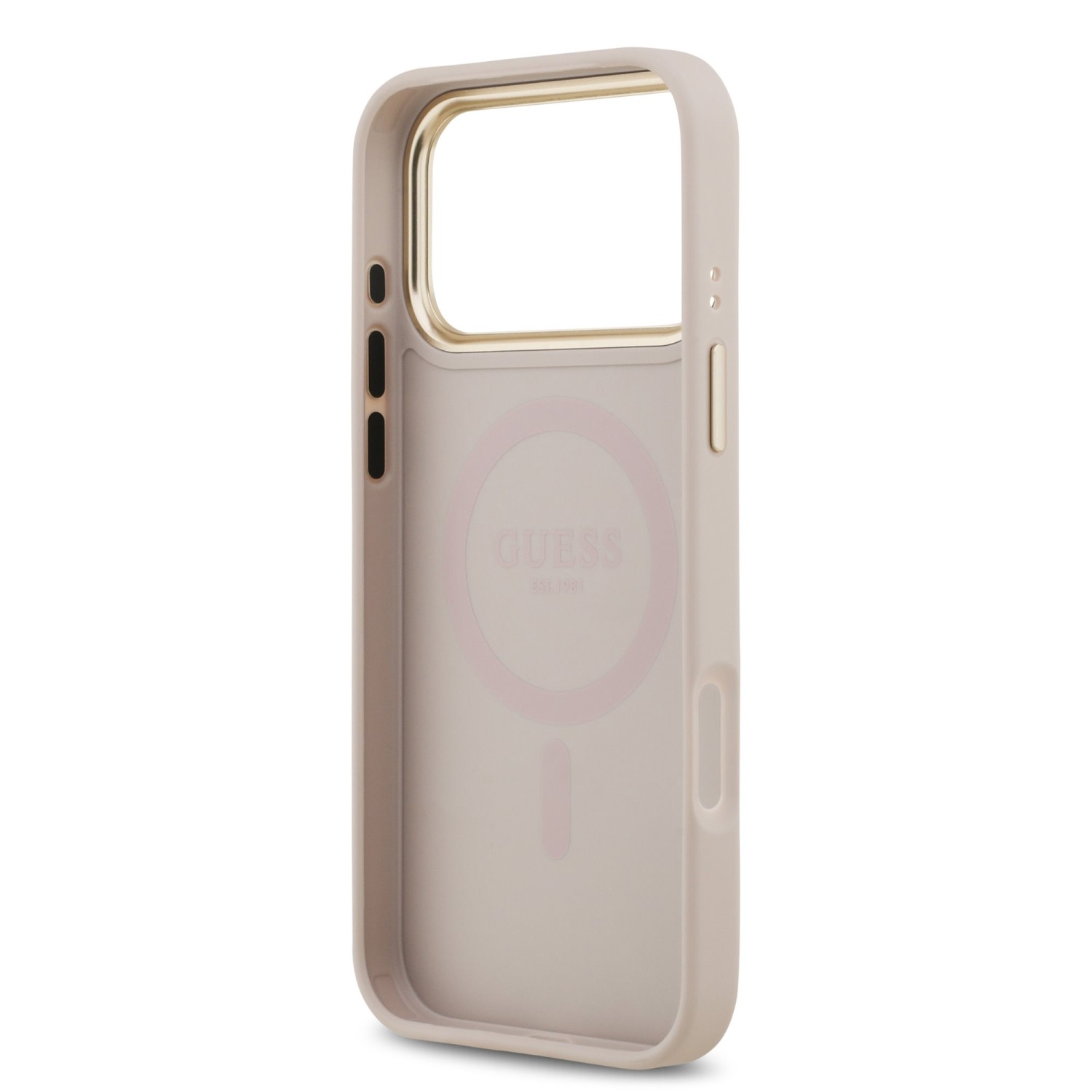 Guess PU Leather 4G Gold Frame MagSafe Zadní Kryt pro iPhone 17 Pro Max Pink