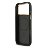 Guess PU Leather 4G Gold Frame MagSafe Zadní Kryt pro iPhone 17 Pro Max Black