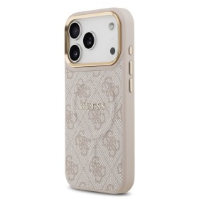 Zadní kryt Guess PU Leather 4G Gold Frame MagSafe  Apple pro iPhone 17 Pro, růžová
