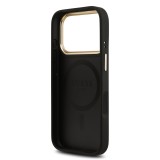 Guess PU Leather 4G Gold Frame MagSafe Zadní Kryt pro iPhone 17 Pro Black