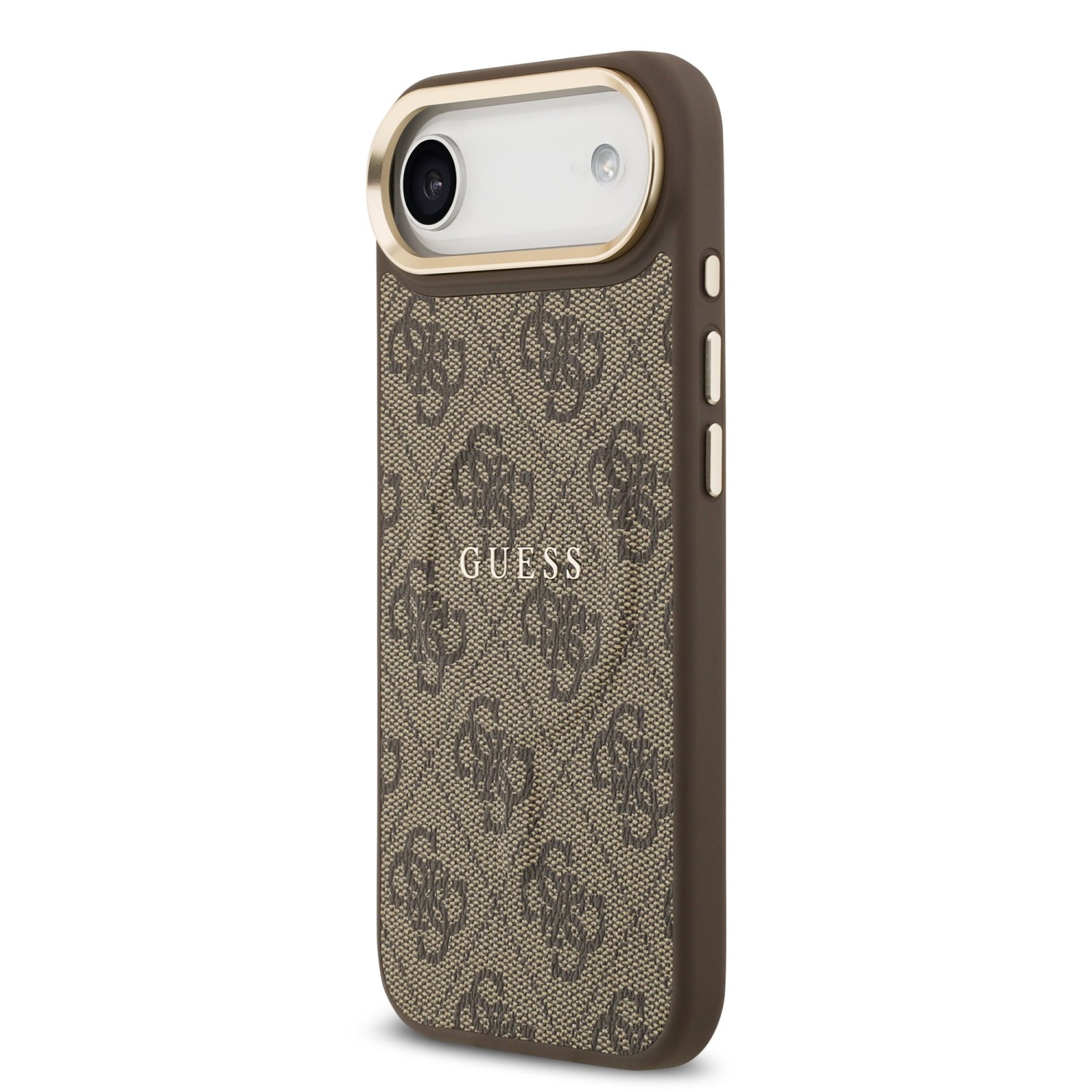 Guess PU Leather 4G Gold Frame MagSafe Zadní Kryt pro iPhone 17 Air Brown