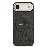 Guess PU Leather 4G Gold Frame MagSafe Zadní Kryt pro iPhone 17 Air Black