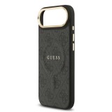 Guess PU Leather 4G Gold Frame MagSafe Zadní Kryt pro iPhone 17 Air Black