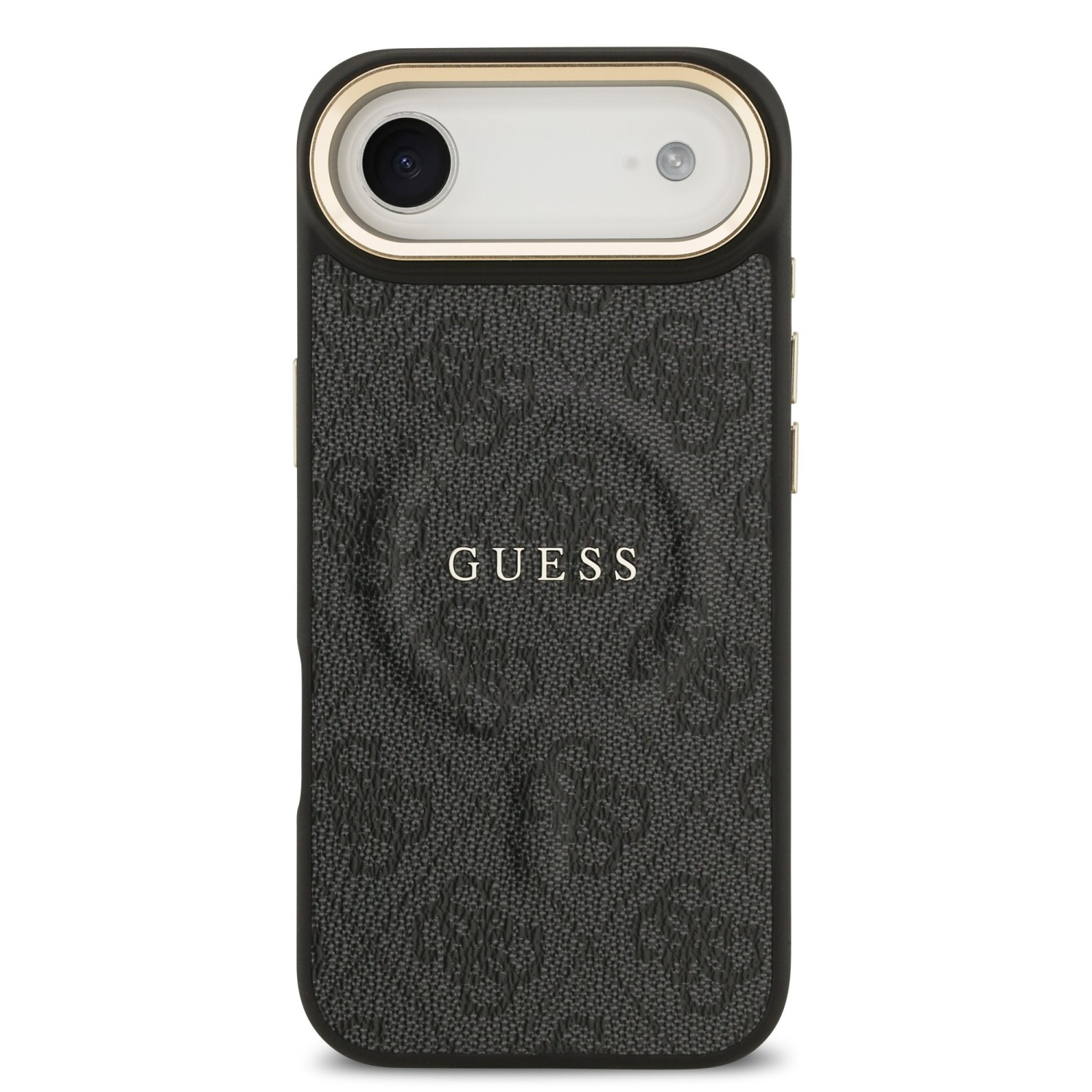 Guess PU Leather 4G Gold Frame MagSafe Zadní Kryt pro iPhone 17 Air Black