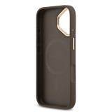Guess PU Leather 4G Gold Frame MagSafe Zadní Kryt pro iPhone 17 Brown