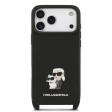 Karl Lagerfeld Saffiano Crossbody Popruh Metal Karl and Choupette Zadní Kryt pro iPhone 17 Pro Black