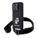 Zadní kryt Karl Lagerfeld Saffiano Crossbody Popruh Metal Karl and Choupette pro Apple iPhone 17 Air, černá