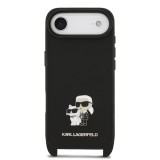 Karl Lagerfeld Saffiano Crossbody Popruh Metal Karl and Choupette Zadní Kryt pro iPhone 17 Air Black
