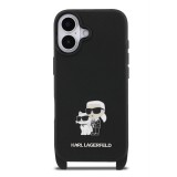 Karl Lagerfeld Saffiano Crossbody Popruh Metal Karl and Choupette Zadní Kryt pro iPhone 17 Black