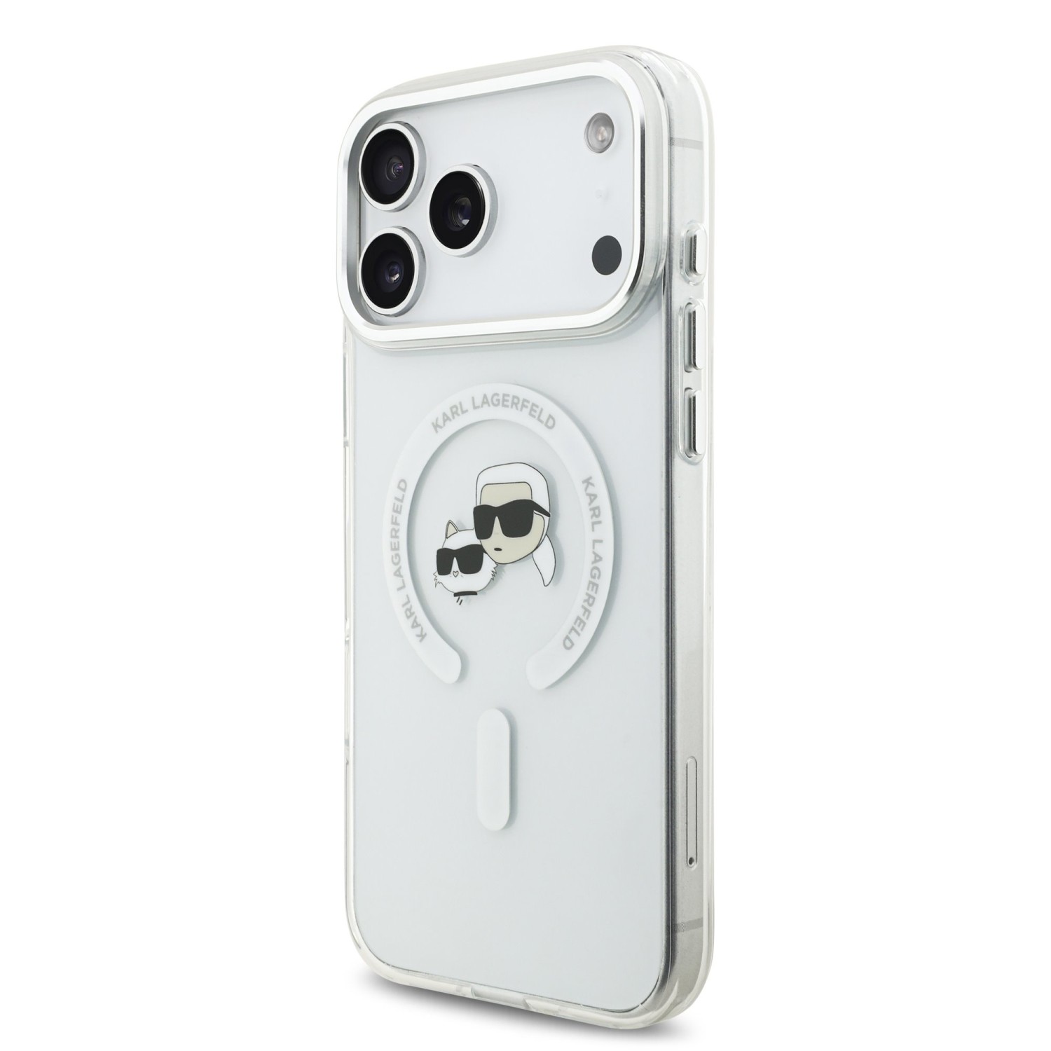 Karl Lagerfeld IML K&CH Heads Metal Frame MagSafe Zadní Kryt pro iPhone 17 Pro Max Transparent