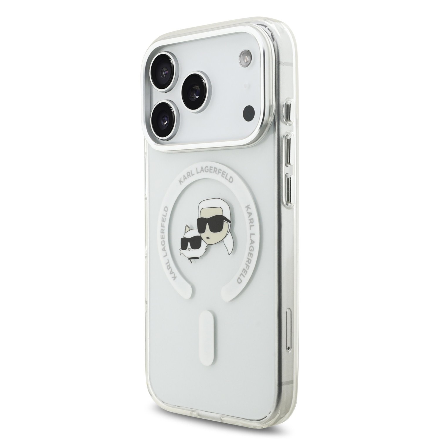 Karl Lagerfeld IML K&CH Heads Metal Frame MagSafe Zadní Kryt pro iPhone 17 Pro Transparent