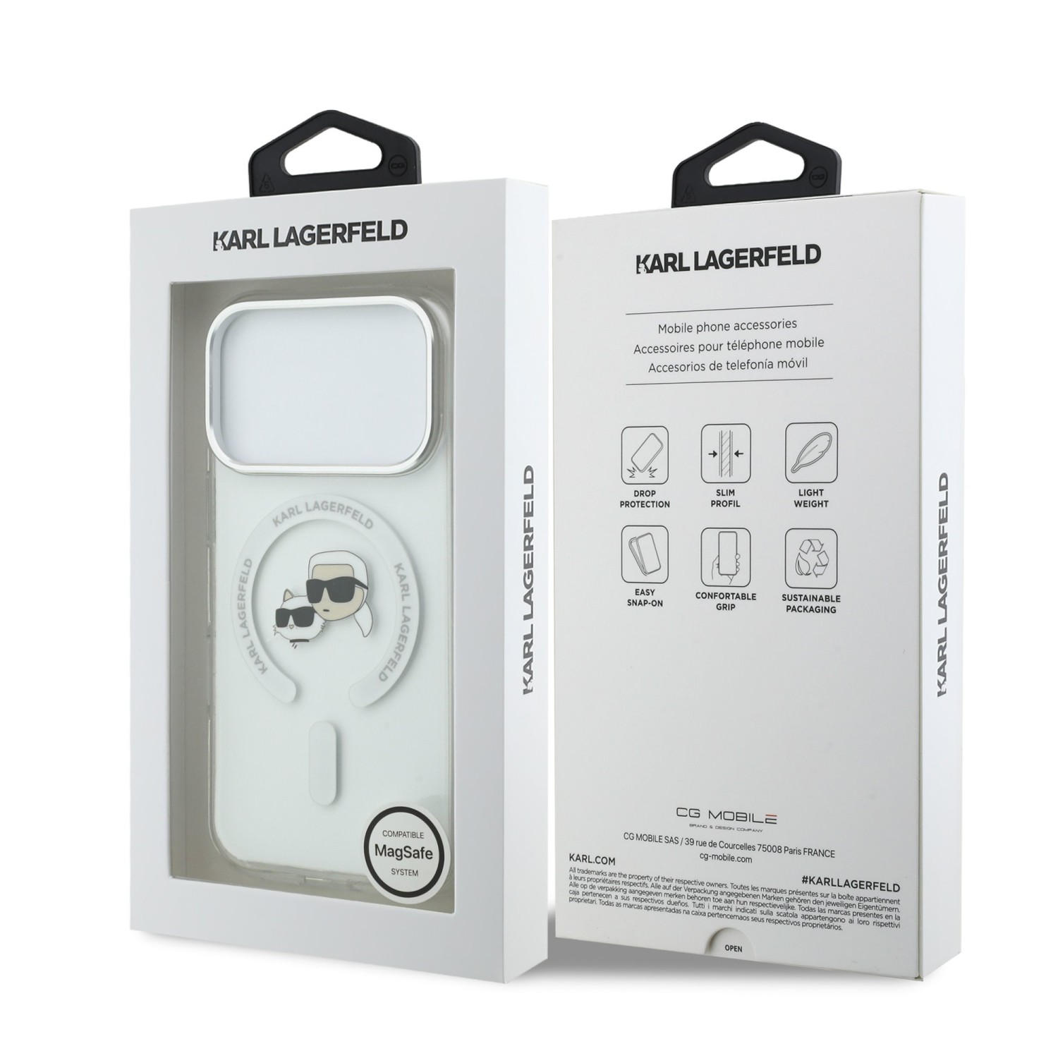Karl Lagerfeld IML K&CH Heads Metal Frame MagSafe Zadní Kryt pro iPhone 17 Pro Transparent