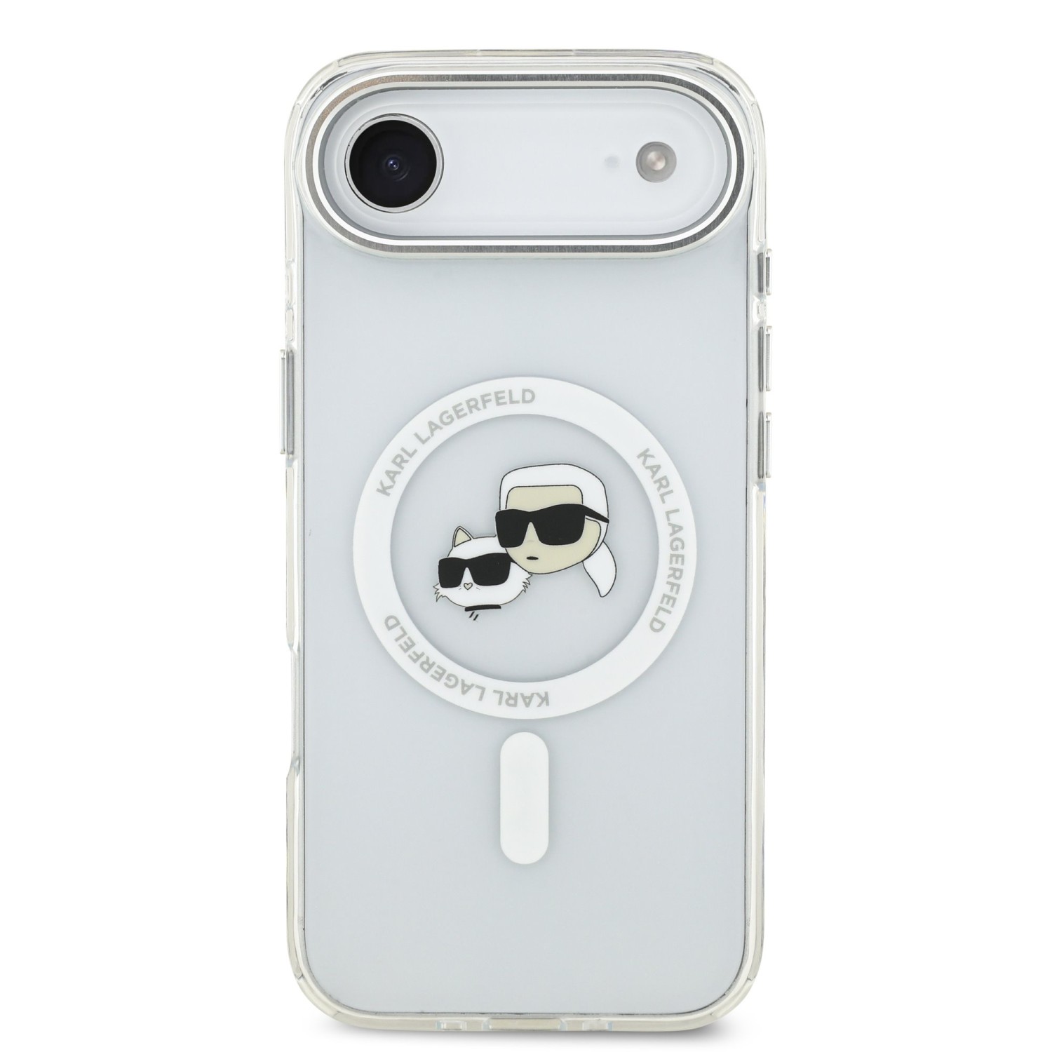 Karl Lagerfeld IML K&CH Heads Metal Frame MagSafe Zadní Kryt pro iPhone 17 Air Transparent