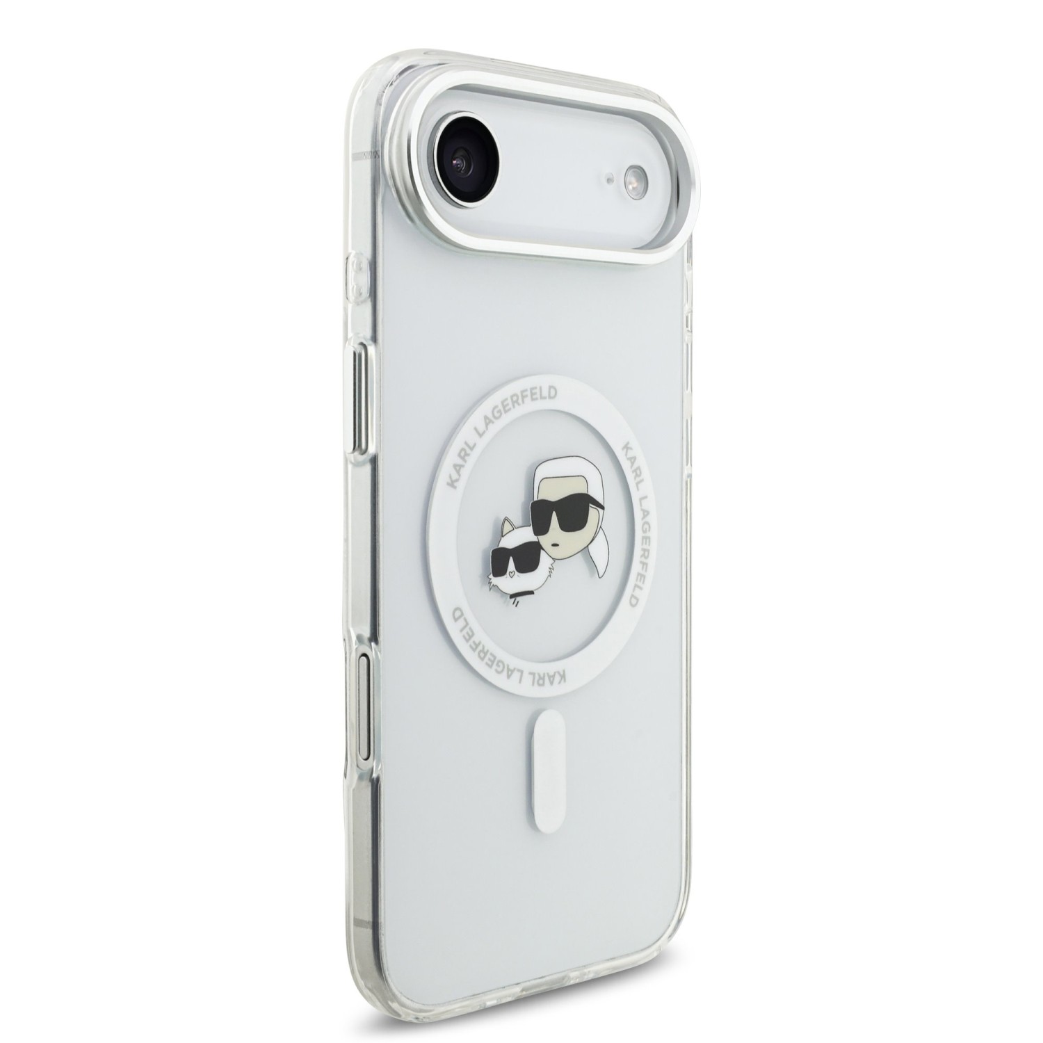 Karl Lagerfeld IML K&CH Heads Metal Frame MagSafe Zadní Kryt pro iPhone 17 Air Transparent