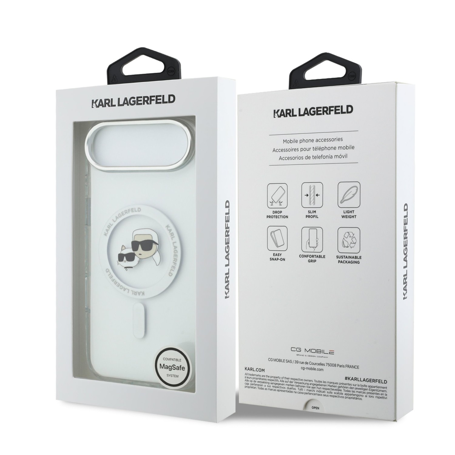 Karl Lagerfeld IML K&CH Heads Metal Frame MagSafe Zadní Kryt pro iPhone 17 Air Transparent