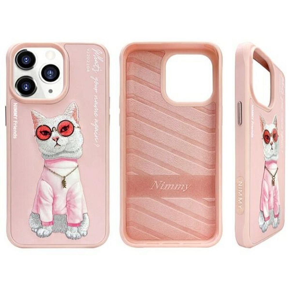 NIMMY case GLASSES COOL CAT for IPHONE 15 Pro Max pink