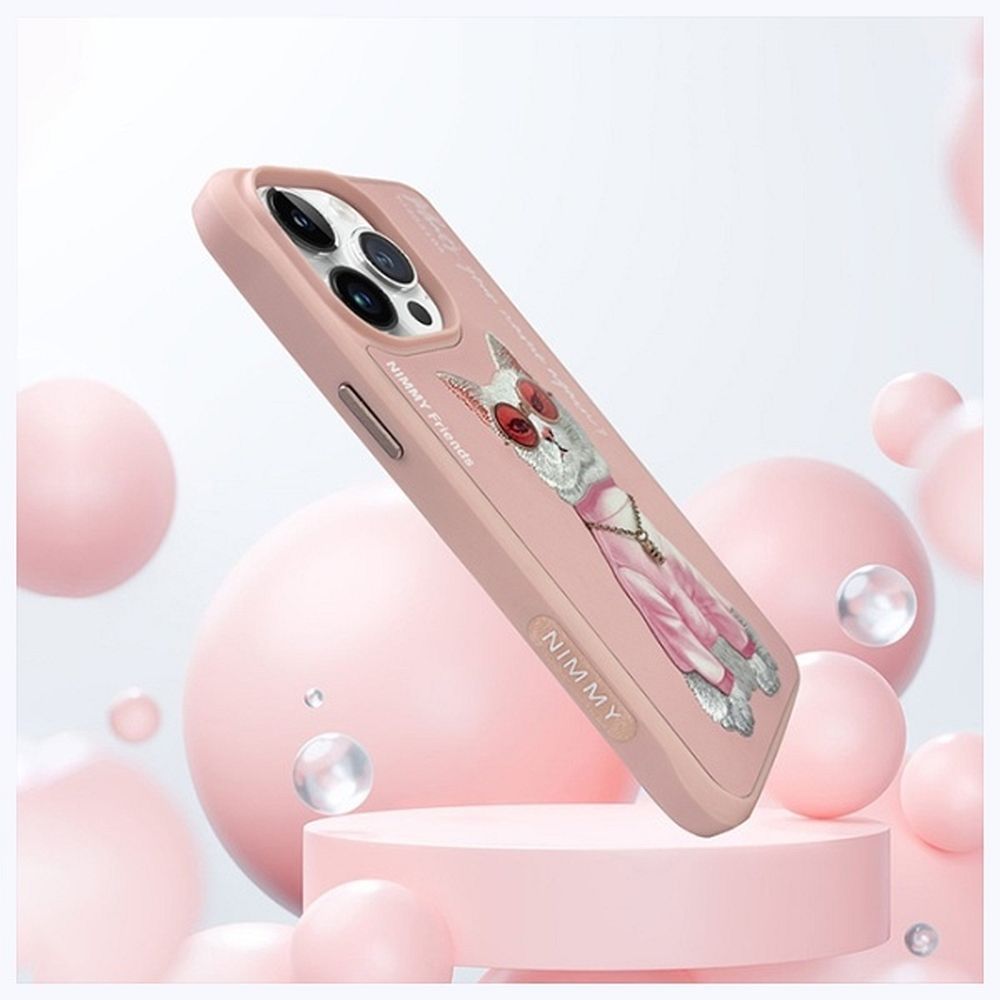NIMMY case GLASSES COOL CAT for IPHONE 15 Pro Max pink