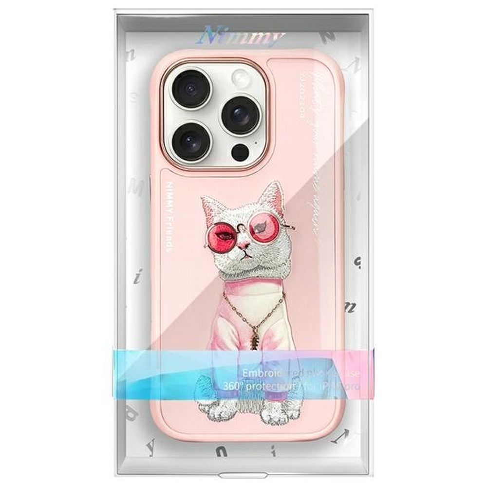 NIMMY case GLASSES COOL CAT for IPHONE 16 Pro Max pink