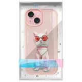 Zadní kryt NIMMY case GLASSES COOL CAT pro Apple iPhone 15, růžová