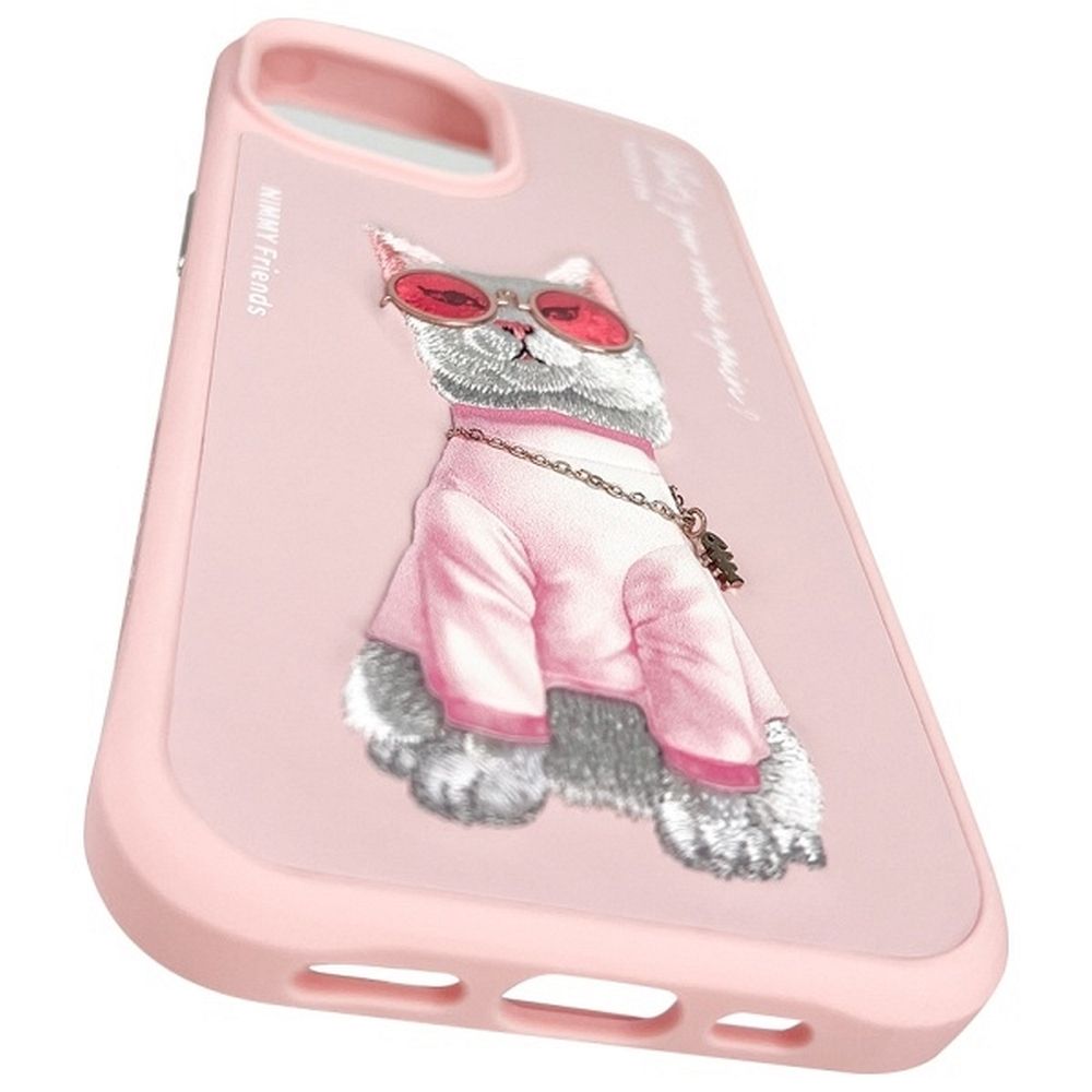 Zadní kryt NIMMY case GLASSES COOL CAT pro Apple iPhone 15, růžová