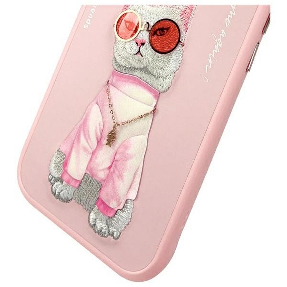 Zadní kryt NIMMY case GLASSES COOL CAT pro Apple iPhone 15, růžová