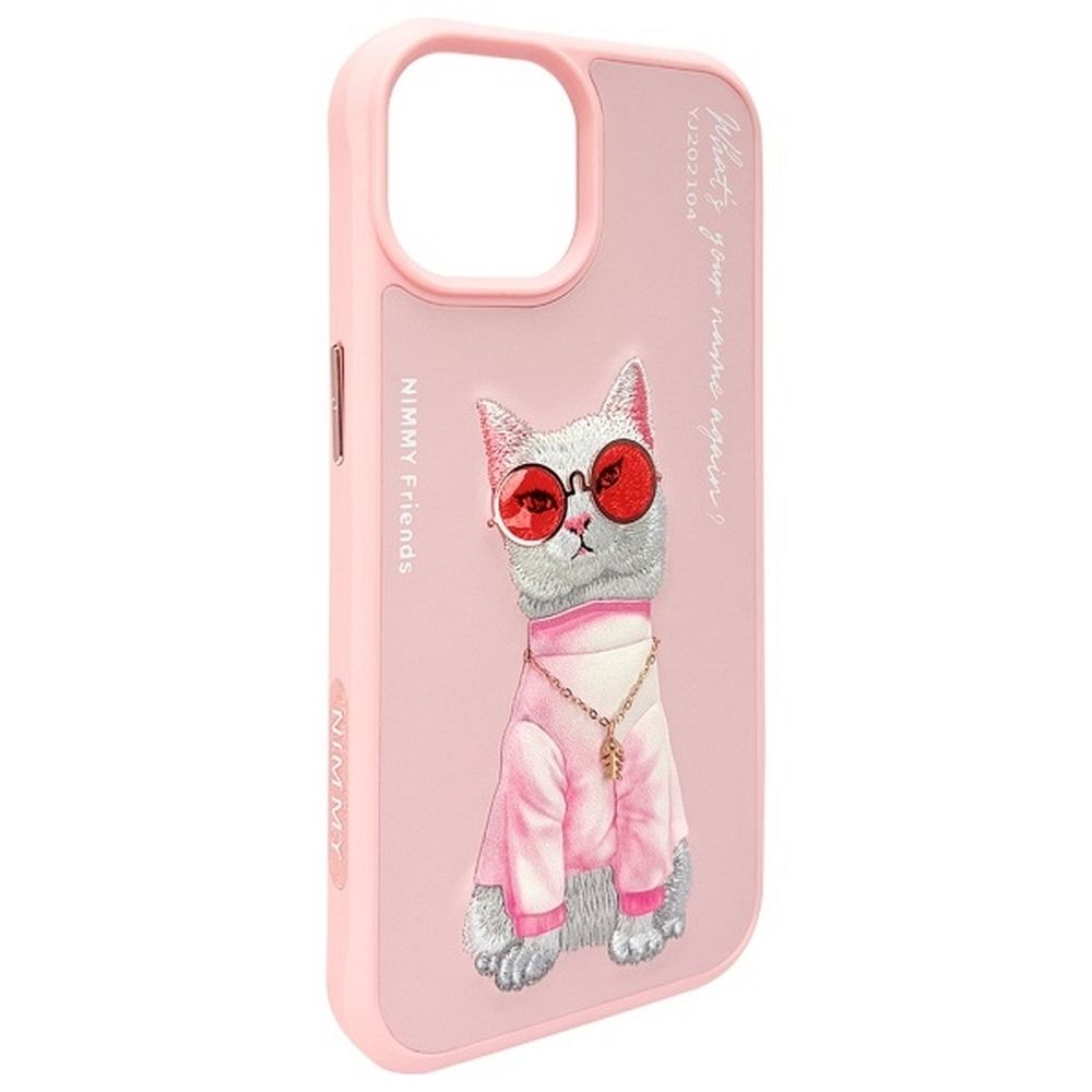 Zadní kryt NIMMY case GLASSES COOL CAT pro Apple iPhone 15, růžová