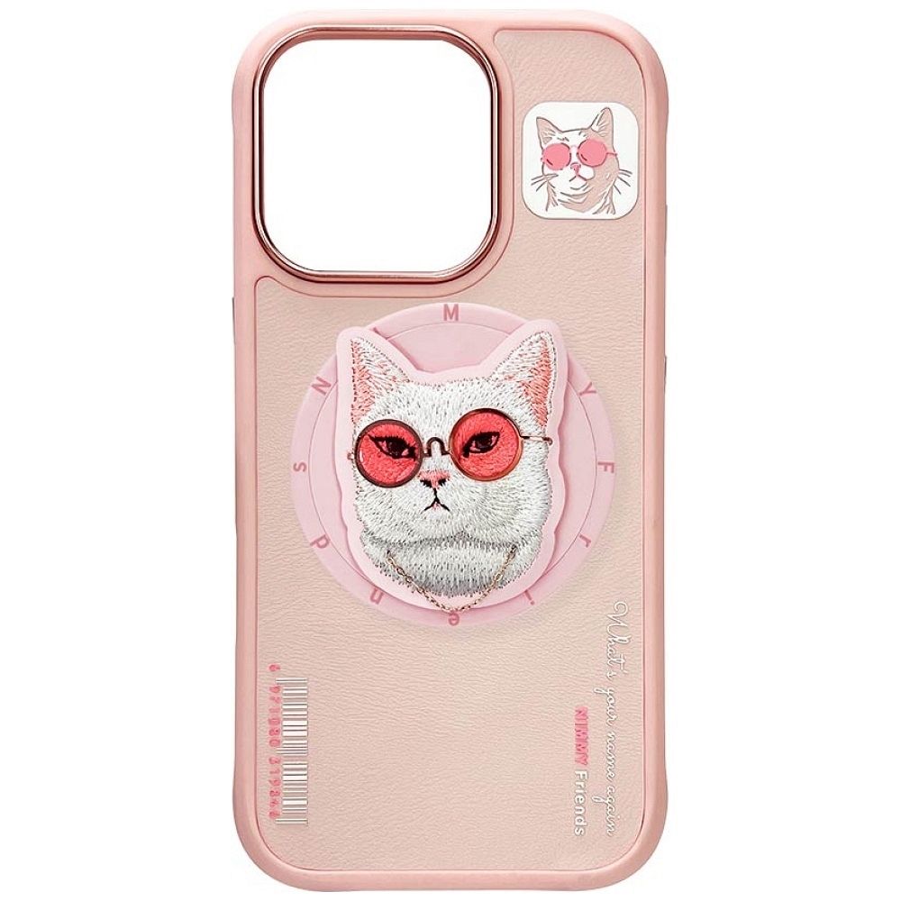 NIMMY case GLASSES COOL CAT compatible with MagSafe for IPHONE 16 Pro pink