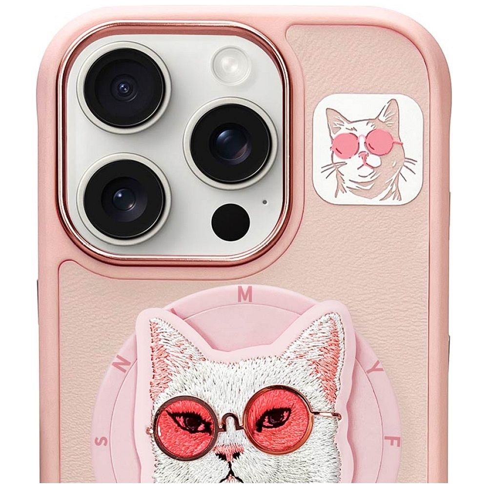 NIMMY case GLASSES COOL CAT compatible with MagSafe for IPHONE 16 Pro Max pink