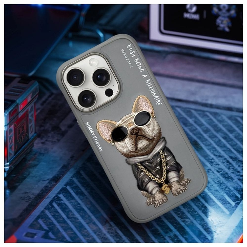 NIMMY case GLASSES COOL DOG for IPHONE 16 Pro gray