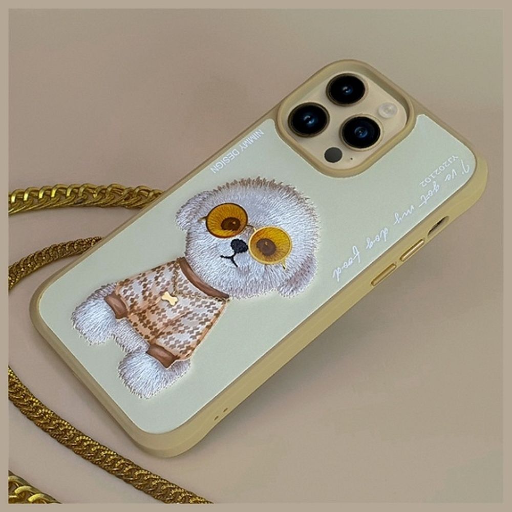 NIMMY case GLASSES COOL DOG for IPHONE 15 Pro khaki