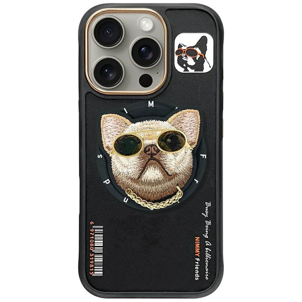 NIMMY case GLASSES COOL DOG compatible with MagSafe for IPHONE 16 Pro black