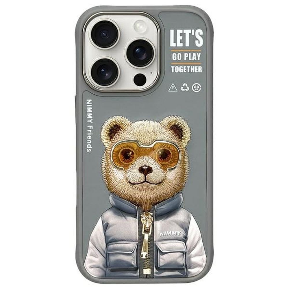Zadní kryt NIMMY case COOL&CUTE 2.0 Bear pro Apple iPhone 16 Pro Max, šedá
