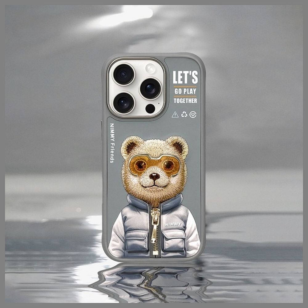 Zadní kryt NIMMY case COOL&CUTE 2.0 Bear pro Apple iPhone 16 Pro Max, šedá