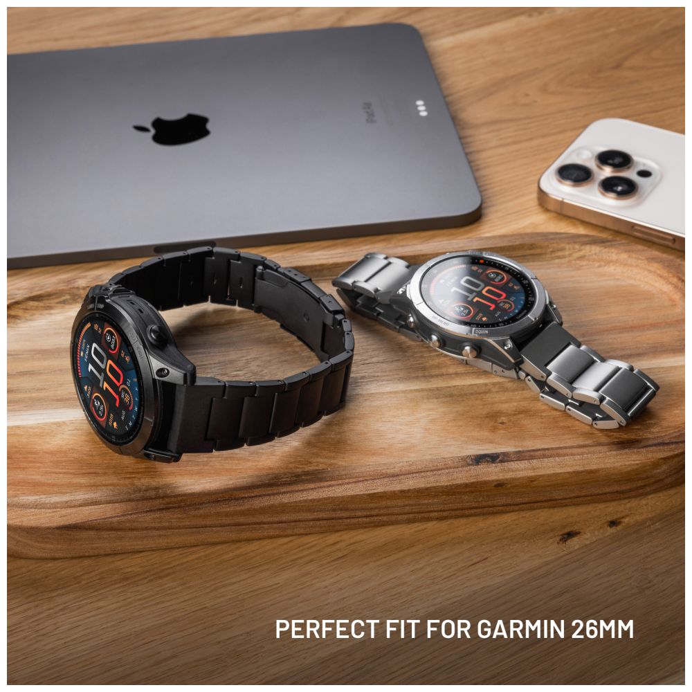 Titanový řemínek FIXED Titanium Strap pro Garmin QuickFit 26mm, černý