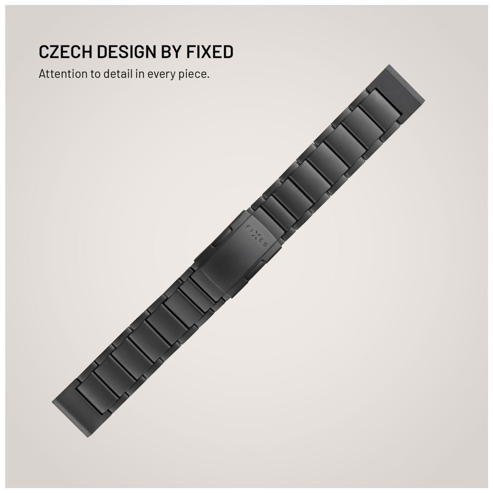 Titanový řemínek FIXED Titanium Strap pro Garmin QuickFit 22mm, černý