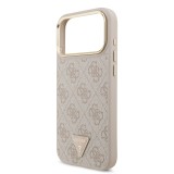 Guess PU Leather 4G Strass Triangle Logo Gold Frame MagSafe Zadní Kryt pro iPhone 17 Pro Max Pink