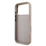 Guess PU Leather 4G Strass Triangle Logo Gold Frame MagSafe Zadní Kryt pro iPhone 17 Pro Pink