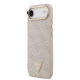 Guess PU Leather 4G Strass Triangle Logo Gold Frame MagSafe Zadní Kryt pro iPhone Air Pink