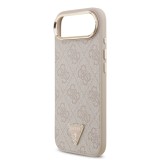 Guess PU Leather 4G Strass Triangle Logo Gold Frame MagSafe Zadní Kryt pro iPhone Air Pink