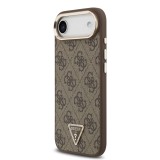 Guess PU Leather 4G Strass Triangle Logo Gold Frame MagSafe Zadní Kryt pro iPhone Air Brown